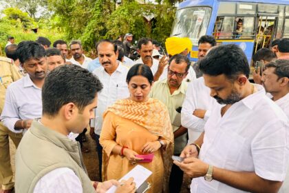 ಸ್ವತಃ ಮುಂದೆ ನಿಂತು ಗುಂಡಿ ಮುಚ್ಚುವ ಕಾರ್ಯ ಮಾಡಿಸಿದ ಸಚಿವೆ ಲಕ್ಷ್ಮೀ ಹೆಬ್ಬಾಳಕರ್