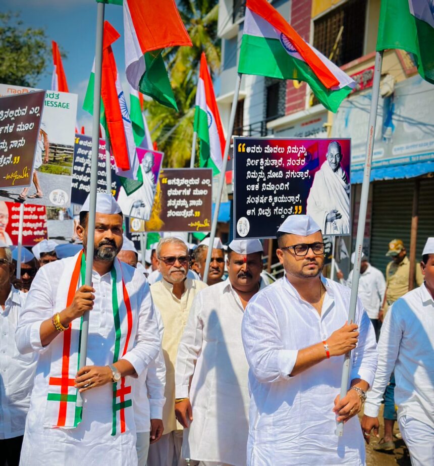 ಸುಳ್ಳಿಗೆ ತಡೆ ಹಾಕಿ ಸತ್ಯ, ಅಂಹಿಸೆ ಎತ್ತಿ ಹಿಡಿಯಬೇಕಿದೆ : ಚನ್ನರಾಜ ಹಟ್ಟಿಹೊಳಿ,ಹಿರೇಬಾಗೇವಾಡಿ, ಗಾಂಧಿ ನಡಿಗೆ ಕಾರ್ಯಕ್ರಮ