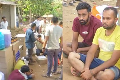 ನಕಲಿ ಮದ್ಯ ತಯಾರಿಕೆ ಅಡ್ಡೆ ಮೇಲೆ ದಾಳಿ:  ಇಬ್ಬರ ಬಂಧನ