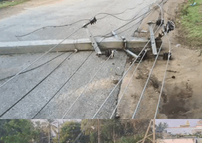 ಧಾರಾಕಾರವಾಗಿ ಸುರಿದ ಮಳೆರಾಯ ನೆಲಕ್ಕೆ ಉರುಳಿದ ವಿದ್ಯುತ್ ಕಂಬಗಳು & ಮರಗಳು.