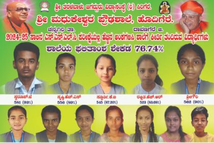 ಎಸ್ ಎಸ್ ಎಲ್ ಸಿ ಪರೀಕ್ಷೆಯಲ್ಲಿ ಉತ್ತಮ ಸಾಧನೆ