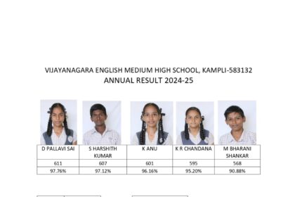 ಅತ್ಯುತ್ತಮ  ಫಲಿತಾಂಶ ವಿಜಯನಗರ ಆಂಗ್ಲ ಮಾಧ್ಯಮ ಪ್ರೌಢಶಾಲೆ