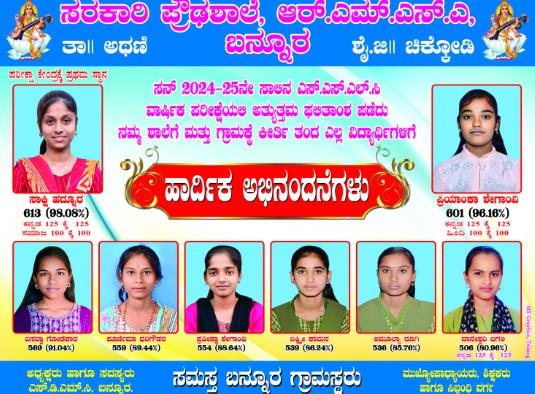 ಎಸ್ ಎಸ್ ಎಲ್ ಸಿ ಸಾಧಕರಿಗೆ ಅಭಿನಂದನೆ