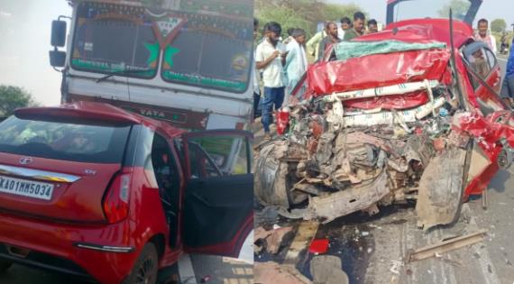 ಭೀಕರ ರಸ್ತೆ ಅಪಘಾತ: ಸ್ಥಳದಲ್ಲೇ ಐವರ ಸಾವು ಭೀಕರ ರಸ್ತೆ ಅಪಘಾತ: ಸ್ಥಳದಲ್ಲೇ ಐವರ ಸಾವು