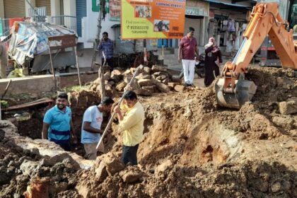 ಬಿವಿ 5 ನ್ಯೂಸ್ ವರದಿ ಹಿನ್ನೆಲೆ ಎಚ್ಚೆತ್ತ ಪಪಂ, ಲೋಕೋಪಯೋಗಿ ಇಲಾಖೆ/ ದಬ್ಬೇಘಟ್ಟ ರಸ್ತೆ ತಿರುವಿನಲ್ಲಿ ಸೇತುವೆ ನಿರ್ಮಾಣ ಕಾಮಗಾರಿ ಆರಂಭ