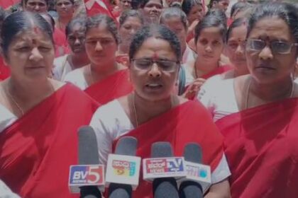 ಯಳಂದೂರು ತಾಲ್ಲೋಕು ಅಂಗನವಾಡಿ ಕಾರ್ಯಕರ್ತರಿಂದ ಪ್ರತಿಭಟನೆ