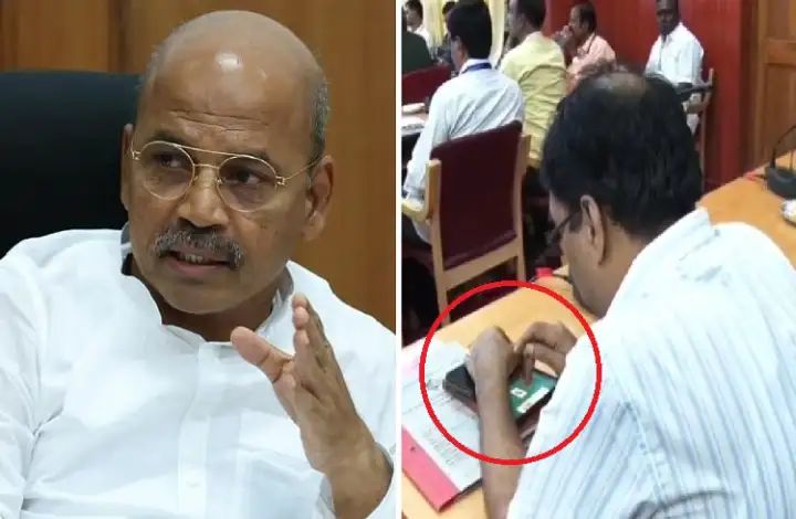 ಅತ್ತ ಸಚಿವರ ಕೆಡಿಪಿ ಸಭೆ : ಇತ್ತ ರಮ್ಮಿ ಆಟದಲ್ಲಿ ಅಧಿಕಾರಿ ಬ್ಯುಸಿ  