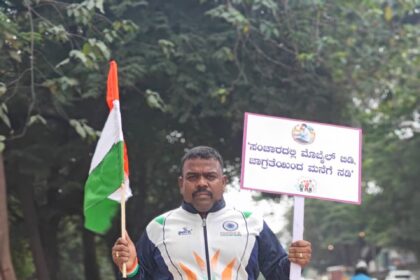 ಸಂಚಾರ ಜಾಗೃತಿಗಾಗಿ ಮೋಹನ್ ಕುಮಾರ್ ದಾನಪ್ಪರಿಂದ 2 ಗಂಟೆ ಮ್ಯಾರಥಾನ್ ಓಟ