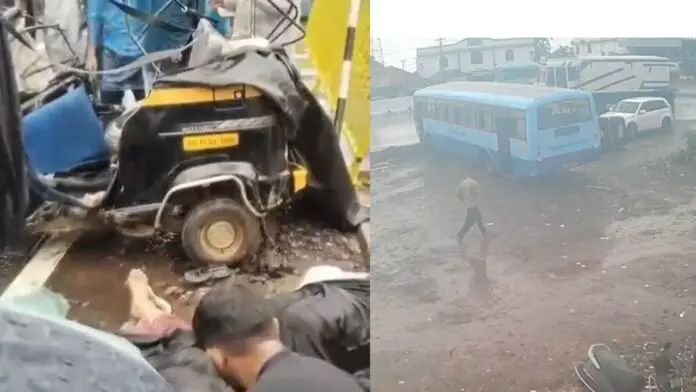 ಬ್ರೇಕ್ ಫೇಲ್ ಆಗಿ ಆಟೋ ಮೇಲೆ ಹತ್ತಿದ ಬಸ್ :ಆರು ಜನ ಸಾವು ಬ್ರೇಕ್ ಫೇಲ್ ಆಗಿ ಆಟೋ ಮೇಲೆ ಹತ್ತಿದ ಬಸ್ :ಆರು ಜನ ಸಾವು