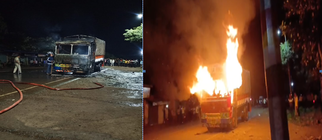 ತಡ ರಾತ್ರಿಐನಾಪುರದಲ್ಲಿ ಗೋಮಾಂಸ ಸಾಗಿಸುತ್ತಿದ ಲಾರಿ ತಡೆದು ಬೆಂಕಿ ಹಚ್ಚಿದ ಜನ ತಡ ರಾತ್ರಿಐನಾಪುರದಲ್ಲಿ ಗೋಮಾಂಸ ಸಾಗಿಸುತ್ತಿದ ಲಾರಿ ತಡೆದು ಬೆಂಕಿ ಹಚ್ಚಿದ ಜನ