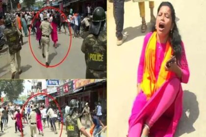 ಗಣೇಶ ಮೆರವಣಿಗೆ ಮೇಲೆ ಕಲ್ಲು ತೂರಾಟ ವಿರುದ್ಧ ಪ್ರತಿಭಟನೆ ನಡೆಸಿದ ಮಹಿಳೆಗೆ ಲಾಠಿ ಏಟು : ದೇಶಾದ್ಯಂತ ವೈರಲ್