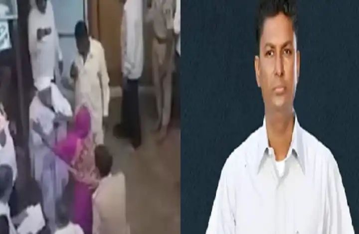 ಸಚಿವ ಸತೀಶ ಜಾರಕಿಹೊಳಿ ಎದುರೇ ಗಂಡನ ಕೊರಳಪಟ್ಟಿ ಎಳೆದೊಯ್ದಿ ಹೆಂಡತಿ