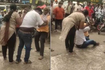 ಪ್ರೇಯಸಿಯೊಂದಿಗೆ ರೆಡ್​ ಹ್ಯಾಂಡ್​ ಆಗಿ ಸಿಕ್ಕಿ ಬಿದ್ದ ಪತಿ : ನಡು ರಸ್ತೆಯಲ್ಲೇ ಥಳಿಸಿದ ಹೆಂಡತಿ 