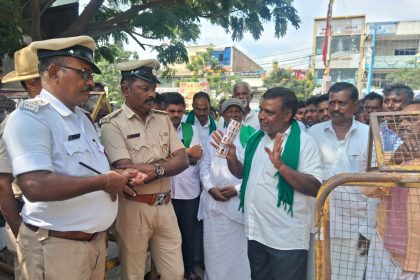 ತಹಶೀಲ್ದಾರ ಕಛೇರಿಗೆ ಮುತ್ತಿಗೆ ಯತ್ನ :ರೈತರ ಬಂಧನ