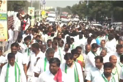 ನಿಖಿಲ್ ಕುಮಾರಸ್ವಾಮಿ ಪಾದಯಾತ್ರೆಗೆ ಸಿಂಧನೂರಿನಲ್ಲಿ ಭಾರಿ ಆರಂಭ