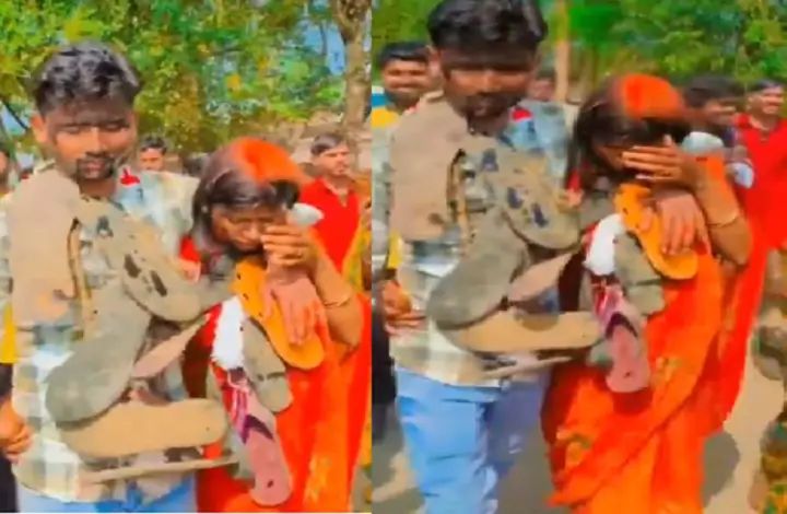 ಅಂತರ್ಜಾತಿ ವಿವಾಹವಾದ ದಂಪತಿ ಮೇಲೆ ಹಲ್ಲೆ : ಚಪ್ಪಲಿ ಹಾರ ಹಾಕಿ ಗ್ರಾಮದಲ್ಲಿ ಮೆರವಣಿಗೆ ಅಂತರ್ಜಾತಿ ವಿವಾಹವಾದ ದಂಪತಿ ಮೇಲೆ ಹಲ್ಲೆ : ಚಪ್ಪಲಿ ಹಾರ ಹಾಕಿ ಗ್ರಾಮದಲ್ಲಿ ಮೆರವಣಿಗೆ