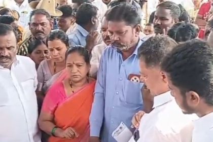 ಸಮಸ್ಯೆ ಕುರಿತು ತಿಳಿಸಲು ಬಂದ ಮಹಿಳೆ ಮತ್ತು ಮಾಜಿ ಶಾಸಕ ಎ.ಪಾಪಾರೆಡ್ಡಿ ಅವರ ಮದ್ಯೆ ವಾಗ್ವಾದ