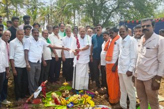 75 ಲಕ್ಷ ರೂ. ವೆಚ್ಚದ ಬ್ರಿಡ್ಜ್ ಕಂ ಬ್ಯಾರೇಜ್ ನಿರ್ಮಾಣ ಕಾಮಗಾರಿಗೆ ಚಾಲನೆ