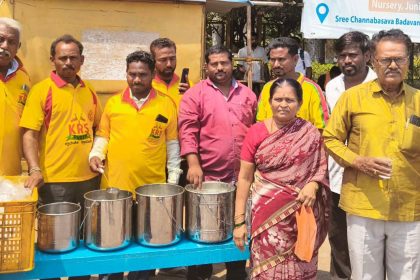 ರಾಮನವಮಿ ಪ್ರಯುಕ್ತ ಕೆ ಆರ್ ಎಸ್ ಪಕ್ಷದ ವತಿಯಿಂದ ಸಿಹಿ ಪಾನಕ ಮತ್ತು ಮಜ್ಜಿಗೆ ವಿತರಣೆ